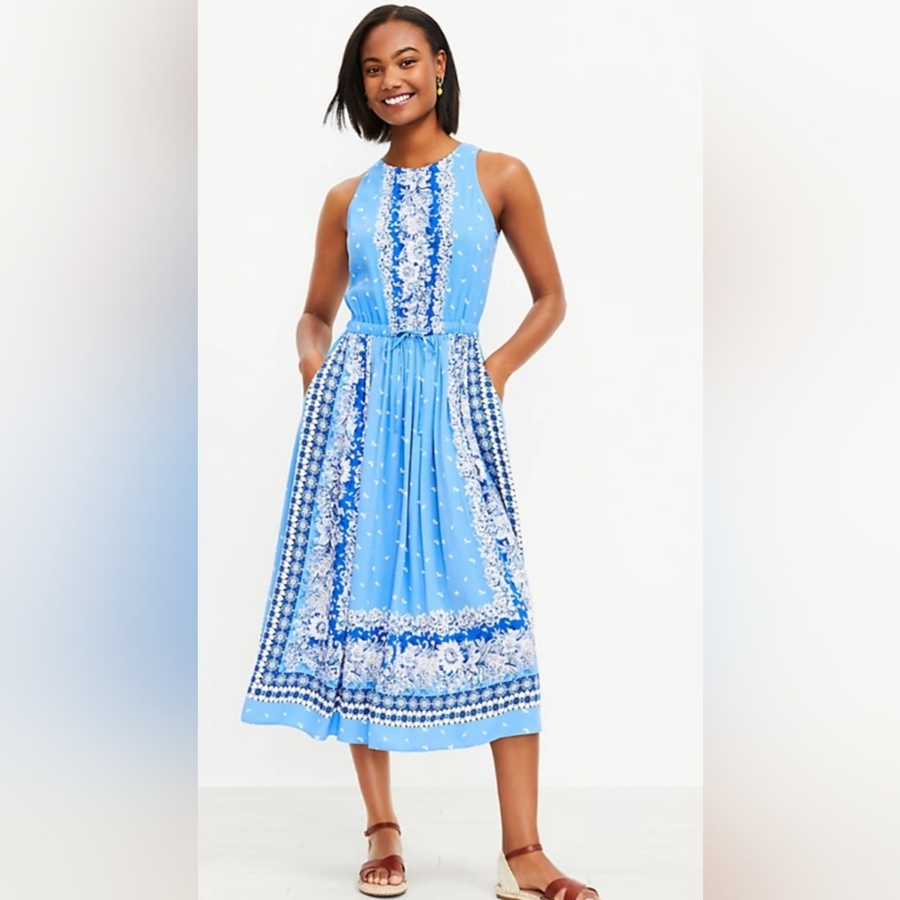 New Loft Midi floral cutout dress